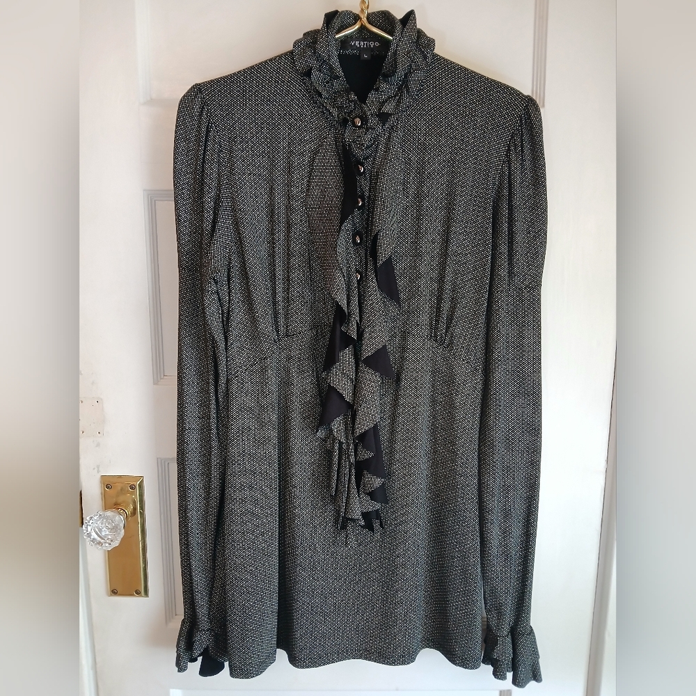 Vertigo Paris Victorian Ruffled Button-down Blouse - l